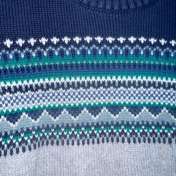 Janie and Jack Boy's Navy/Teal/Grey Fairisle Sweater Size 2T - Picture 2 of 5
